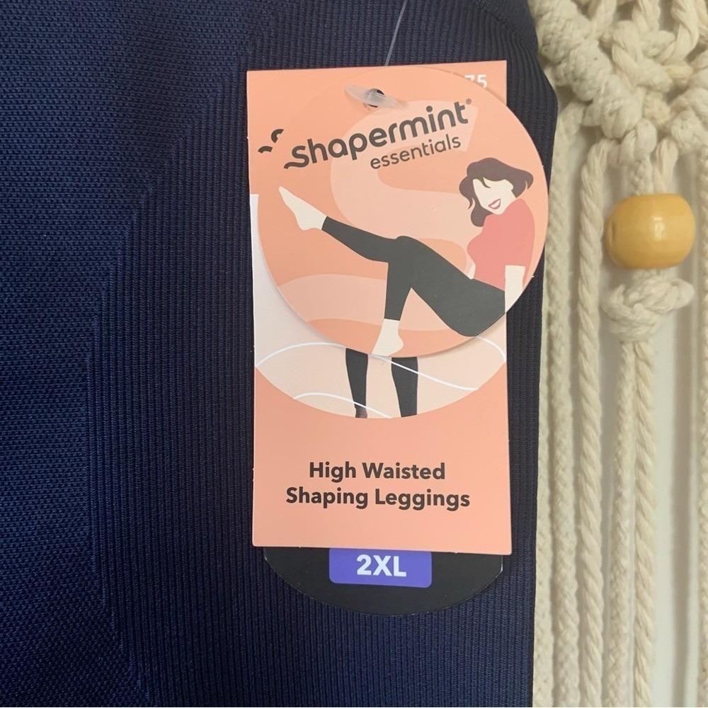 SHAPERMINT Women's High Waisted Shaping Smoothing Leggings Navy Blue Size 2XL - Picture 6 of 12